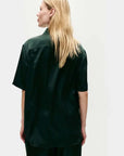 Silk Laundry Short Sleeve Boyfriend Shirt Scarab