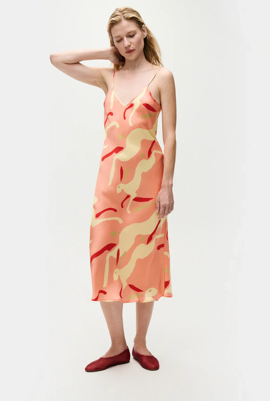 Silk Laundry 90s Slip Dress Rabbit Amaranth