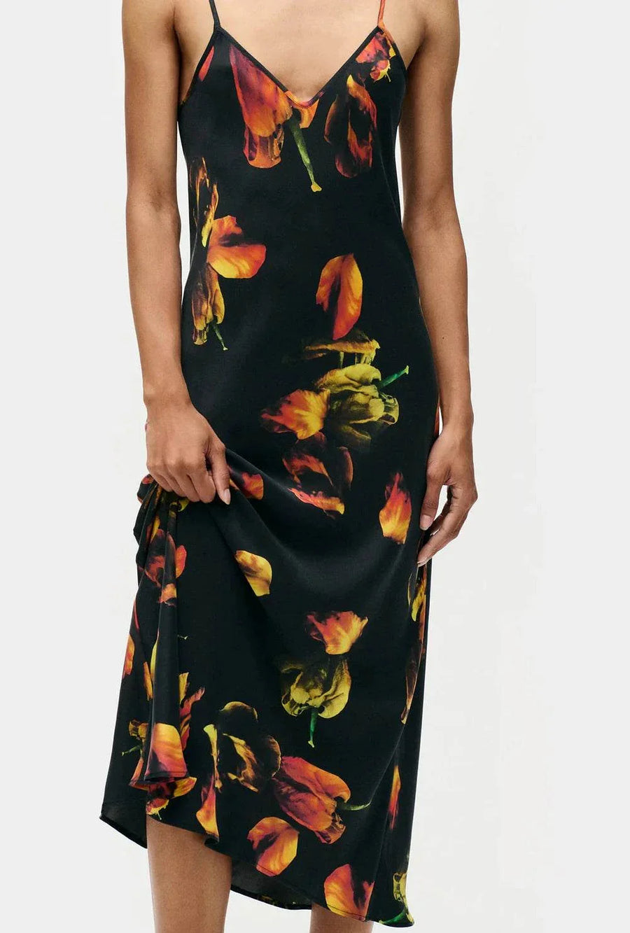 Silk Laundry 90s Slip Dress Tulipa Black