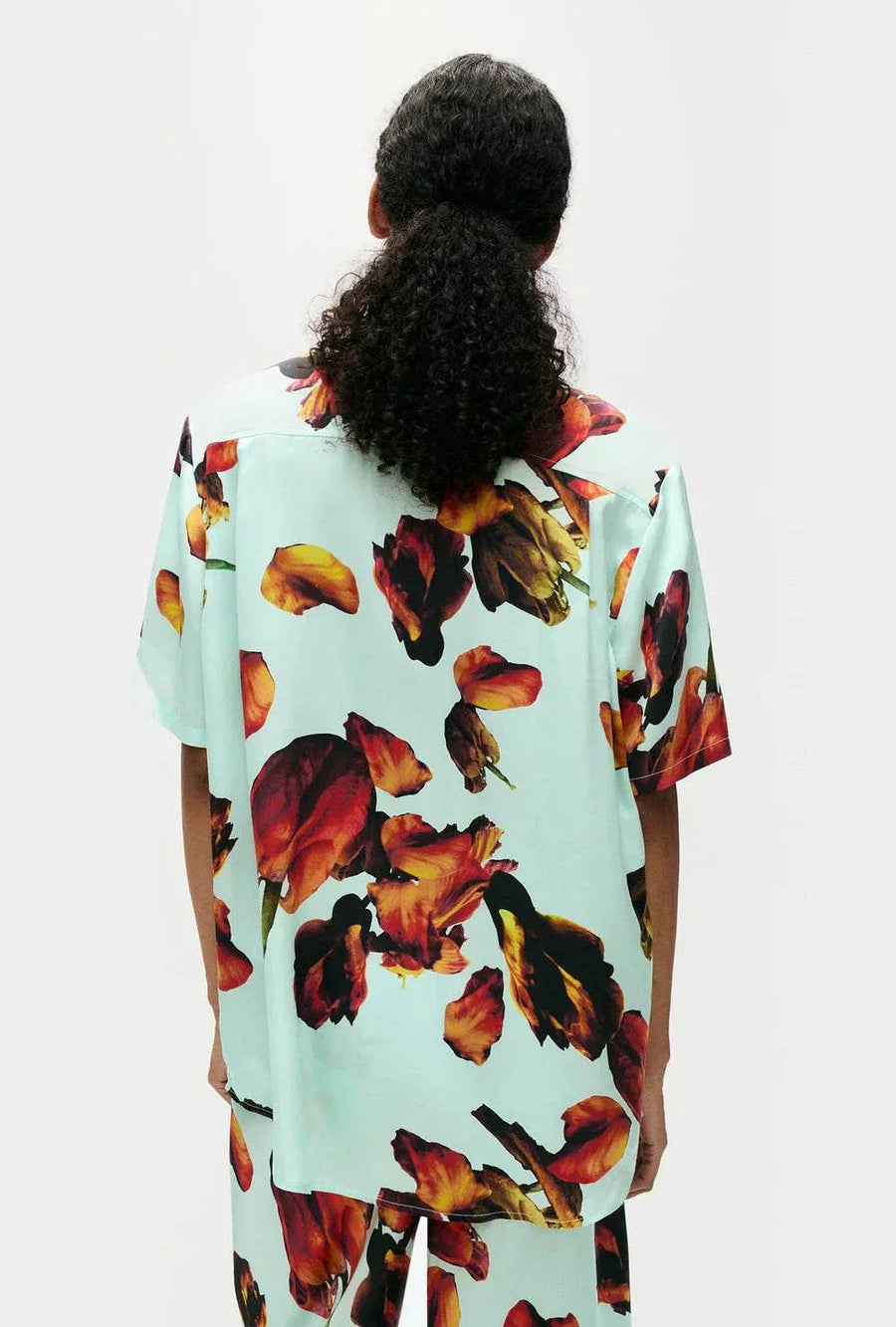 Silk Laundry Short Sleeve Boyfriend Shirt Tulipa Dew