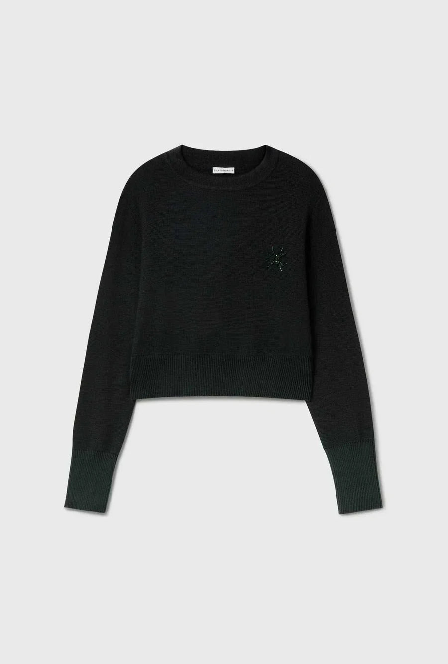 Silk Laundry Wool Cropped Crewneck Black