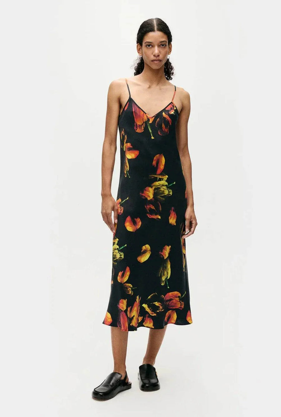 Silk Laundry 90s Slip Dress Tulipa Black