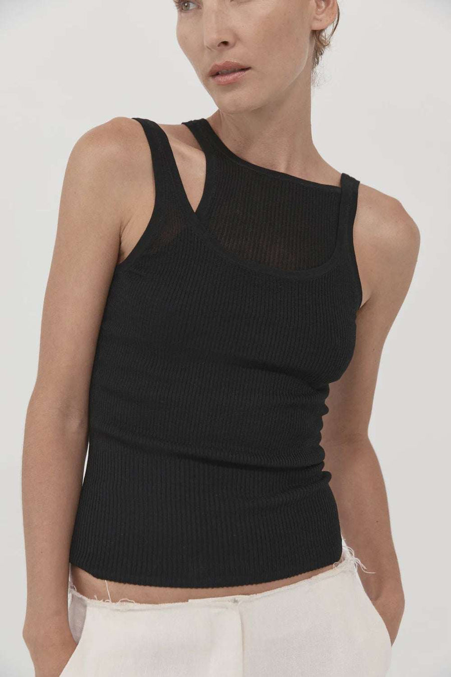 Agni Double Layer Knit Singlet Black