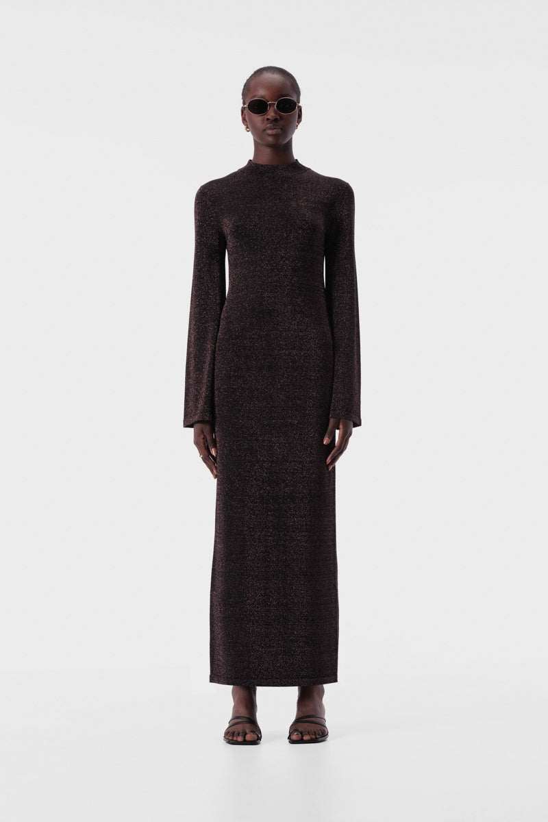 Elka Thelma Knit Dress Copper Lurex